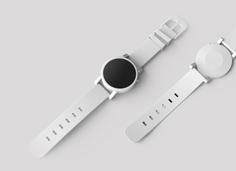 A wristwatch with a white strap